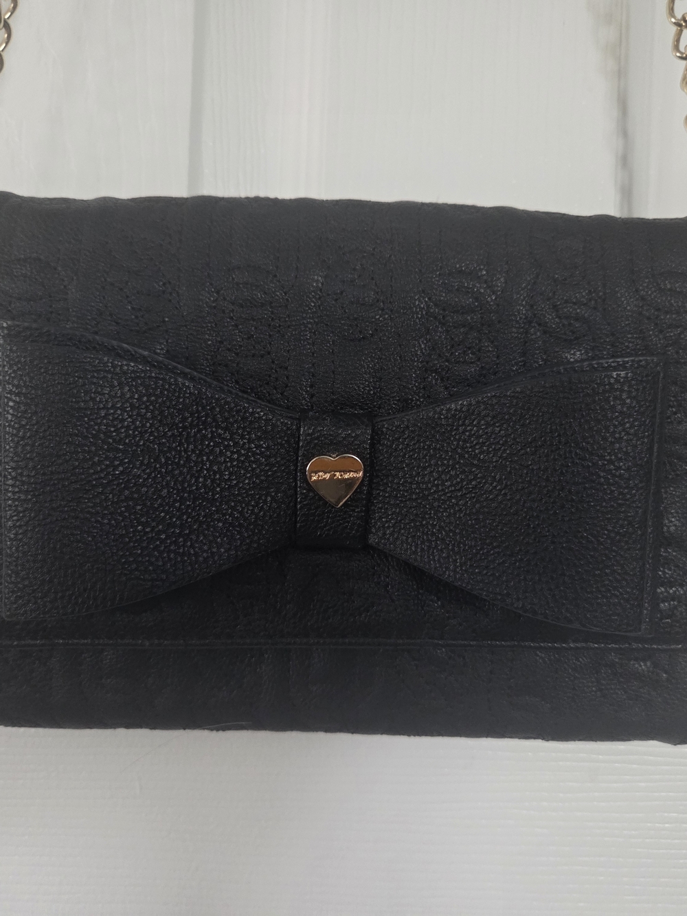 Betsy Johnson Black Bow-Accent Crossbody Bag